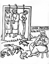 Executia a trei vrajitoare prin spanzurare, gravura in lemn, 1589. (© INTERFOTO/Alamy)