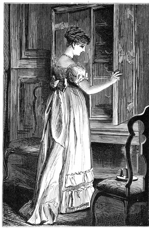 Scena din Northanger Abbey a lui Jane Austen.  O imprimare dintr-o editie a cartii Northanger Abbey and Persuasion a lui Jane Austen.  (George Routledge and Sons, Londra).  (Fotografie de The Print Collector/Print Collector/Getty Images)